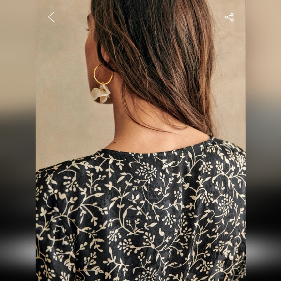 Sezane Victoriana Black and White Floral Long Sleeve Dress - Picture 4 of 5